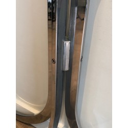 Console Demi-Lune Chromée à Plateau de Verre, dans le Goût de la Maison Charles, Travail Français, Vers 1970