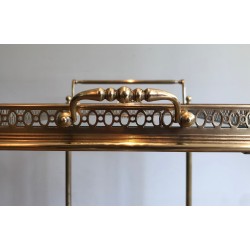 Table Roulante de Style Néoclassique en Laiton à Doubles Plateaux Amovibles, Maison Jansen, Vers 1940