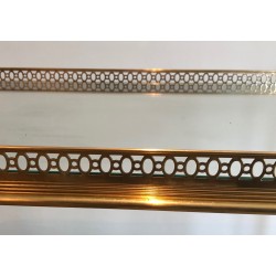 Neoclassical Style Brass Drinks Trolley with Removable Trays, Maison Jansen, Circa 1940