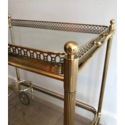 Neoclassical Style Brass Drinks Trolley with Removable Trays, Maison Jansen, Circa 1940