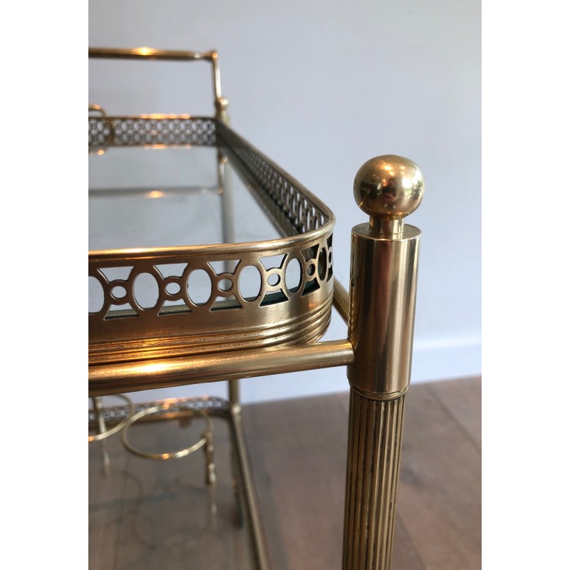 Neoclassical Style Brass Drinks Trolley with Removable Trays, Maison Jansen, Circa 1940