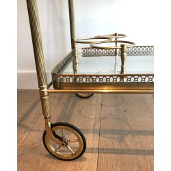 Neoclassical Style Brass Drinks Trolley with Removable Trays, Maison Jansen, Circa 1940