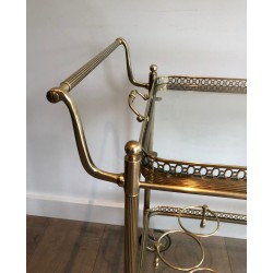 Neoclassical Style Brass Drinks Trolley with Removable Trays, Maison Jansen, Circa 1940