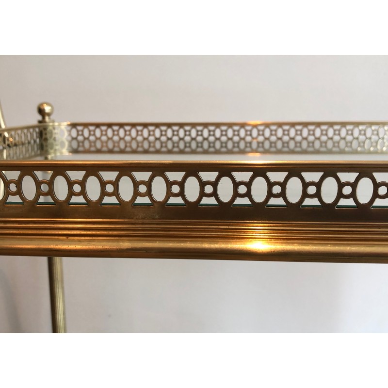 Neoclassical Style Brass Drinks Trolley with Removable Trays, Maison Jansen, Circa 1940