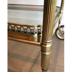 Neoclassical Style Brass Drinks Trolley with Removable Trays, Maison Jansen, Circa 1940