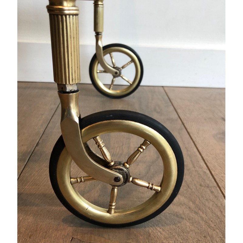 Neoclassical Style Brass Drinks Trolley with Removable Trays, Maison Jansen, Circa 1940