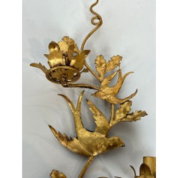 Pair of Gilded Metal Bird Wall Sconces in the Taste of Maison Baguès | French Work, circa 1970
