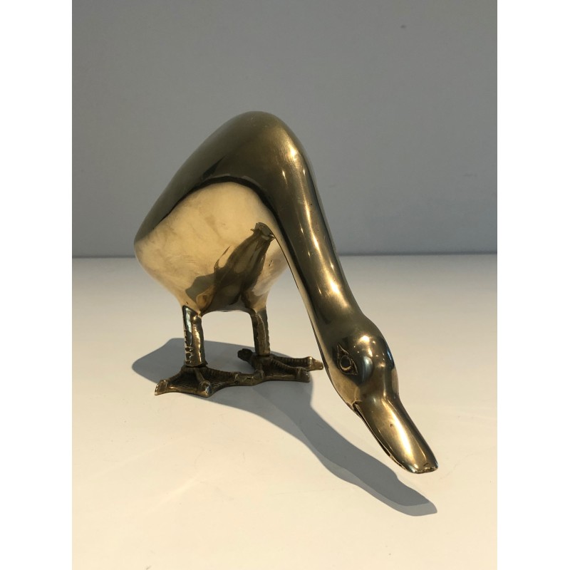 Oie Décorative en Laiton, Travail Français, Vers 1970