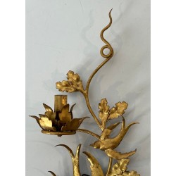Pair of Gilded Metal Bird Wall Sconces in the Taste of Maison Baguès | French Work, circa 1970