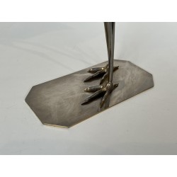 Decorative Exotic Wood and Nickel Bird, French Work, Circa 1970