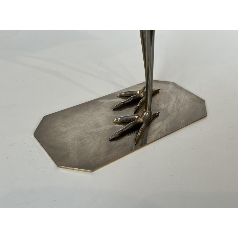 Decorative Exotic Wood and Nickel Bird, French Work, Circa 1970