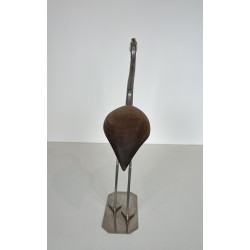 Decorative Exotic Wood and Nickel Bird, French Work, Circa 1970