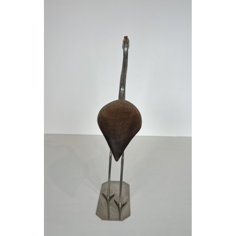 Decorative Exotic Wood and Nickel Bird, French Work, Circa 1970