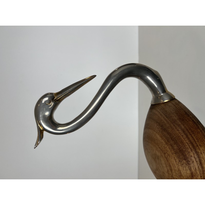 Oiseau Décoratif en Bois Exotique et Nickel