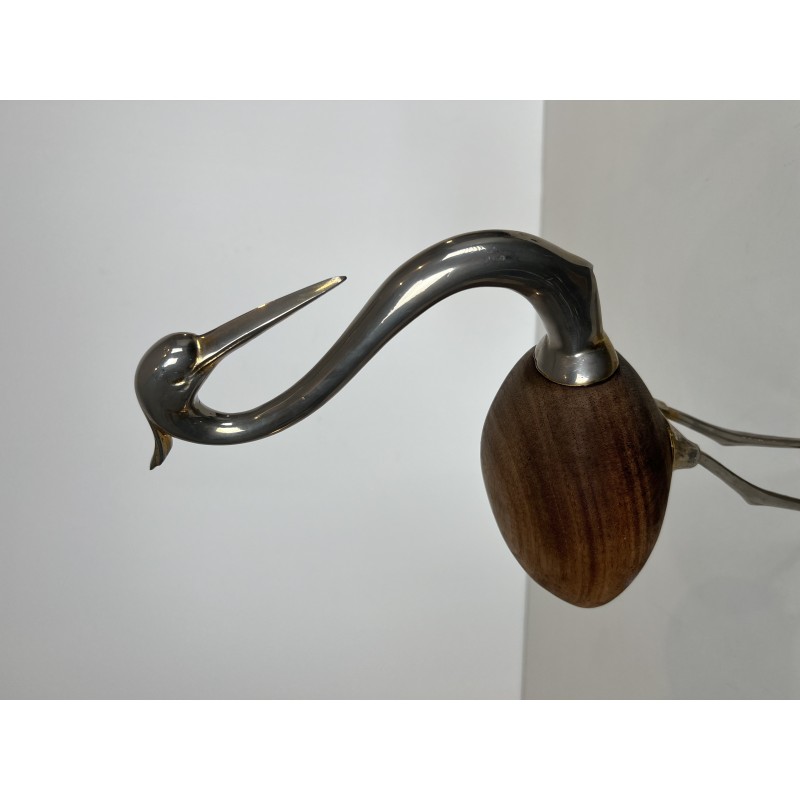 Decorative Exotic Wood and Nickel Bird, French Work, Circa 1970