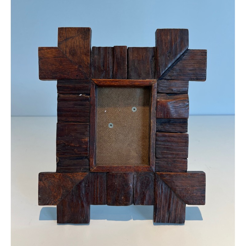 Brutalist Wooden Picture Frame, French Work, Circa 1950