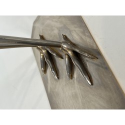 Decorative Exotic Wood and Nickel Bird, French Work, Circa 1970