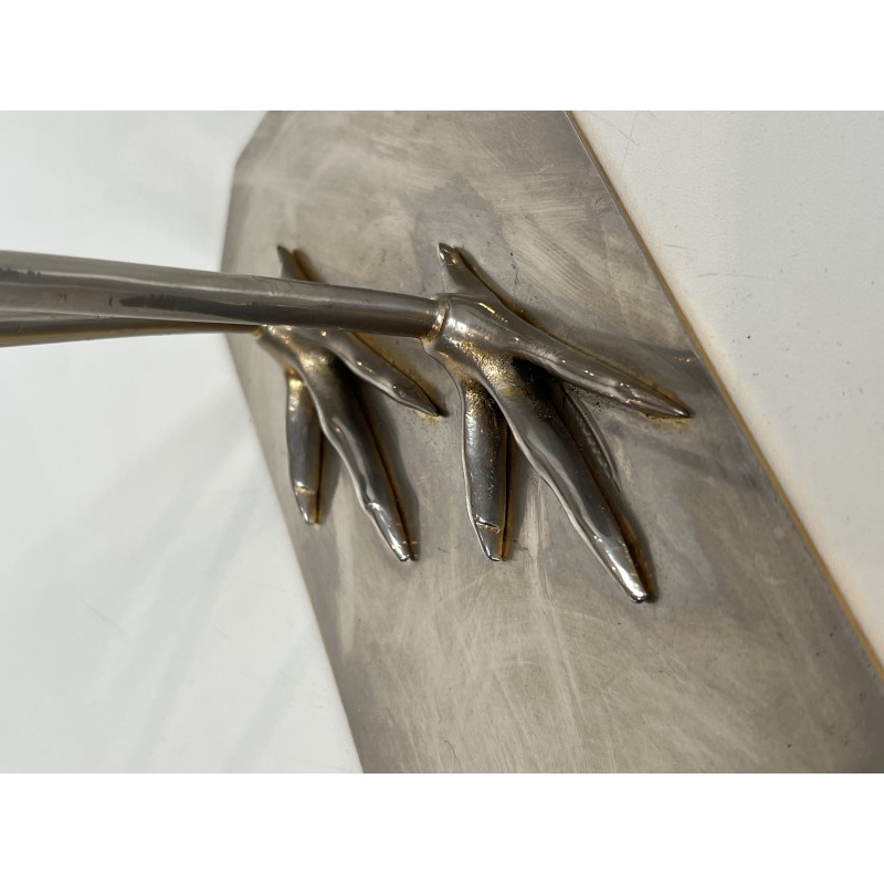 Decorative Exotic Wood and Nickel Bird, French Work, Circa 1970