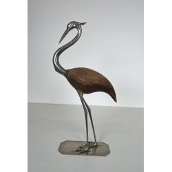 Decorative Exotic Wood and Nickel Bird, French Work, Circa 1970