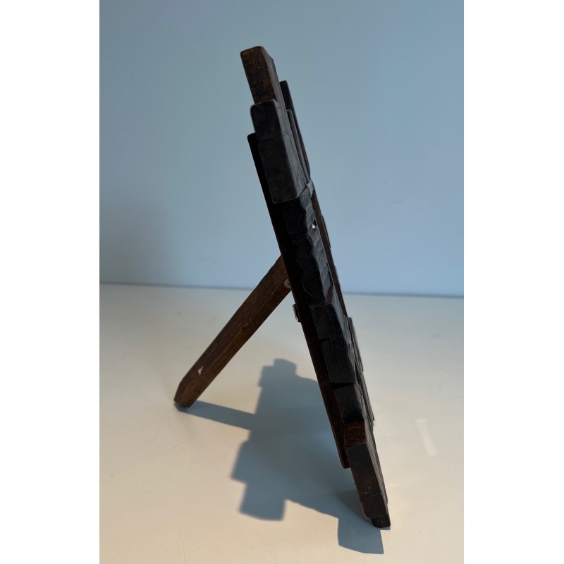 Brutalist Wooden Picture Frame, French Work, Circa 1950