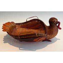 Rattan Turkey Vide-Poche, French Work, Circa 1950