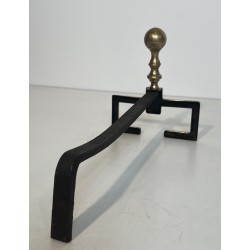 Pair of Neoclassical Style Brass Andirons, French Work, Circa 1900