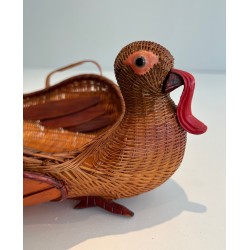 Rattan Turkey Vide-Poche, French Work, Circa 1950