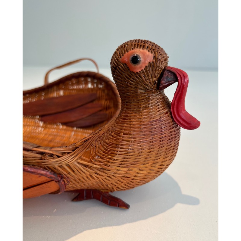 Rattan Turkey Vide-Poche, French Work, Circa 1950