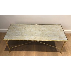 Faux-Bamboo Brass Coffee Table by Maison Baguès, French Work, Circa 1940