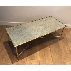 Table Basse en Bronze Façon Faux-Bambou de la Maison Baguès, Travail Français, Vers 1940