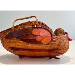 Rattan Turkey Vide-Poche, French Work, Circa 1950