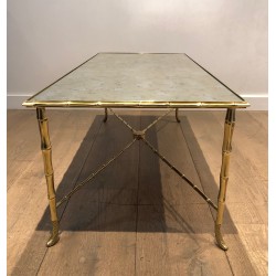 Faux-Bamboo Brass Coffee Table by Maison Baguès, French Work, Circa 1940