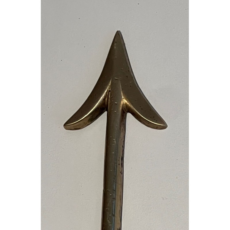 Pair of Empire Bronze Arrow Wall Sconces, Sun King Effigy, by Lucien Gau | circa 1950