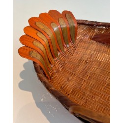 Rattan Turkey Vide-Poche, French Work, Circa 1950