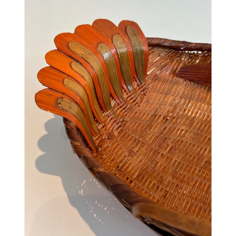 Rattan Turkey Vide-Poche, French Work, Circa 1950