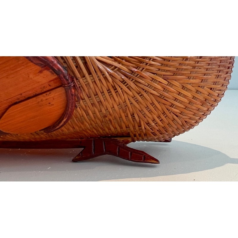 Rattan Turkey Vide-Poche, French Work, Circa 1950