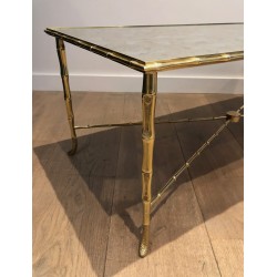Faux-Bamboo Brass Coffee Table by Maison Baguès, French Work, Circa 1940