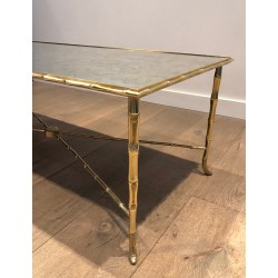 Table Basse en Bronze Façon Faux-Bambou de la Maison Baguès, Travail Français, Vers 1940