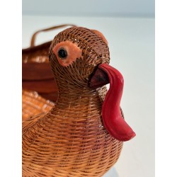 Rattan Turkey Vide-Poche, French Work, Circa 1950