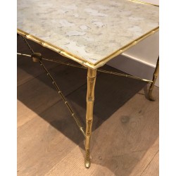 Faux-Bamboo Brass Coffee Table by Maison Baguès, French Work, Circa 1940