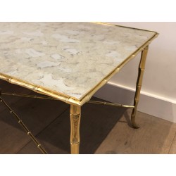 Faux-Bamboo Brass Coffee Table by Maison Baguès, French Work, Circa 1940