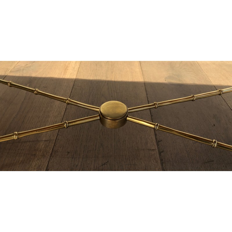 Faux-Bamboo Brass Coffee Table by Maison Baguès, French Work, Circa 1940
