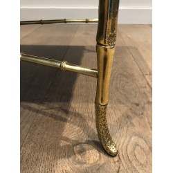 Table Basse en Bronze Façon Faux-Bambou de la Maison Baguès, Travail Français, Vers 1940