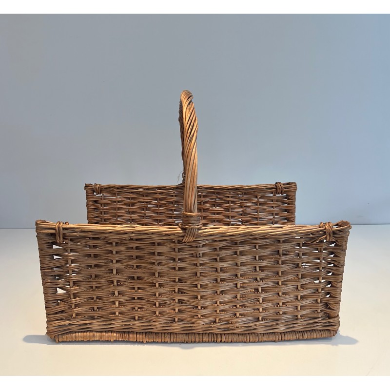 Rattan Log Holder, French Work, Circa 1970