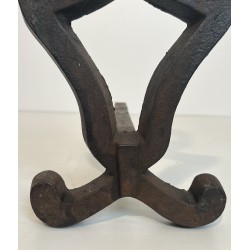 Pair of Modernist Cast Iron and Wrought Iron Andirons by Raymond Subes, French Work, Circa 1940