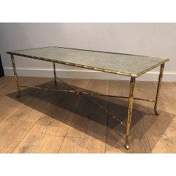 Faux-Bamboo Brass Coffee Table by Maison Baguès, French Work, Circa 1940