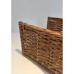 Rattan Log Holder, French Work, Circa 1970