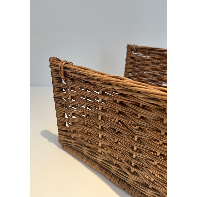 Rattan Log Holder, French Work, Circa 1970