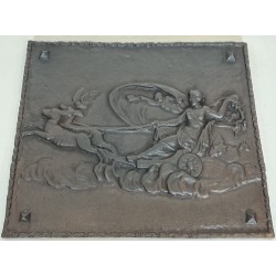 Cast Iron Fireback Depicting Diana, Goddess of the Hunt on her Chariot, French Work, Circa 1900