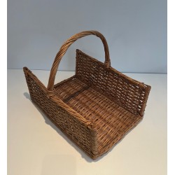 Rattan Log Holder, French Work, Circa 1970